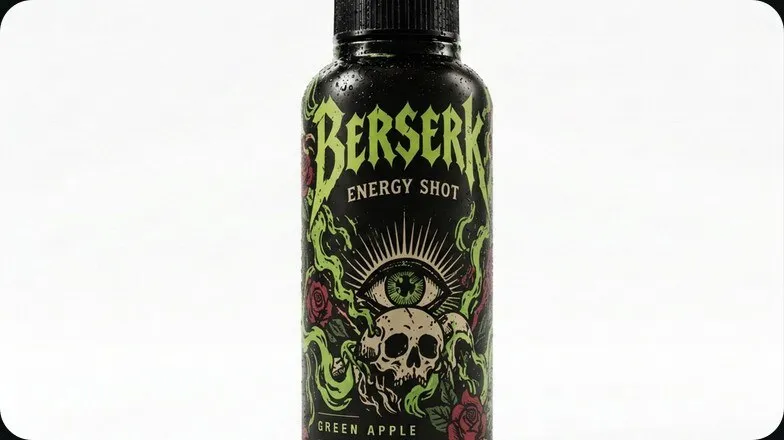 Berserk green apple energy shot bottle