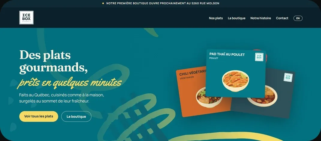 ICEBOX Gourmet website homepage