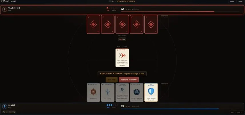 Rival card game being played in the browser